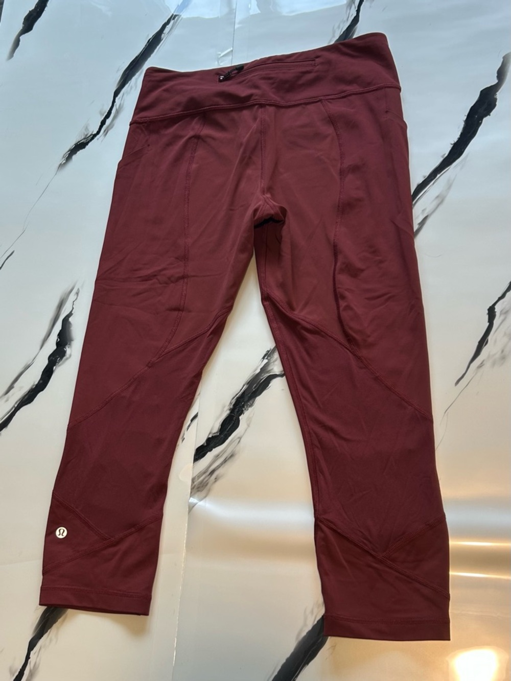 lululemon athletica Rust/Brick Red Leggings with Back Zip Pocket